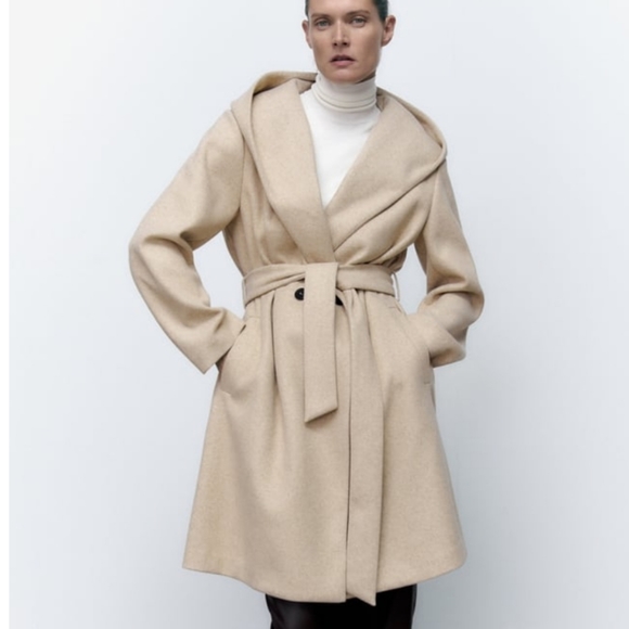 Zara | Jackets u0026 Coats | Nwt Zara Belted Hooded Soft Coat Size Small |  Poshmark